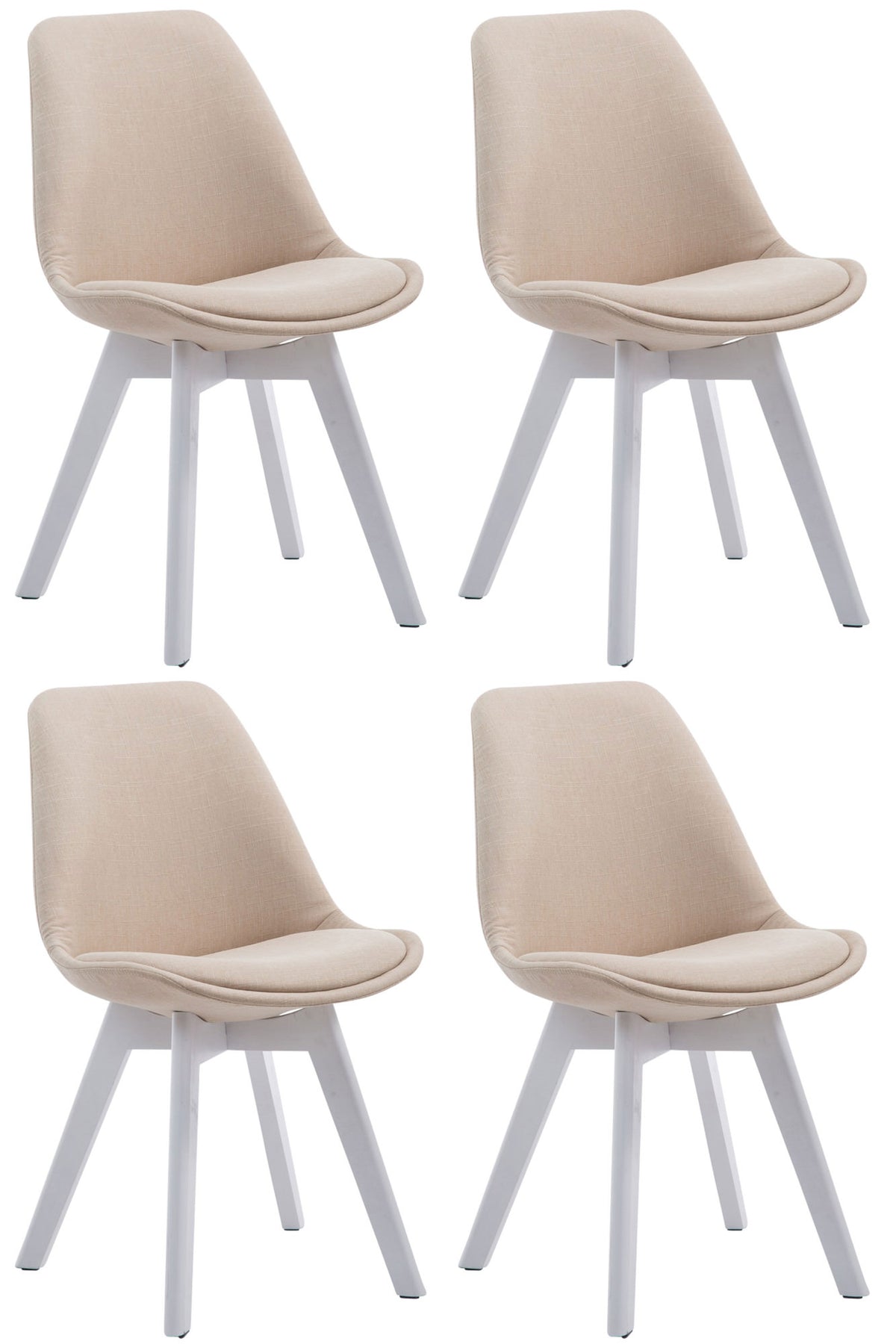4er Set Besucherstühle Borneo V2 Weiß Stoff – Ansicht 9
