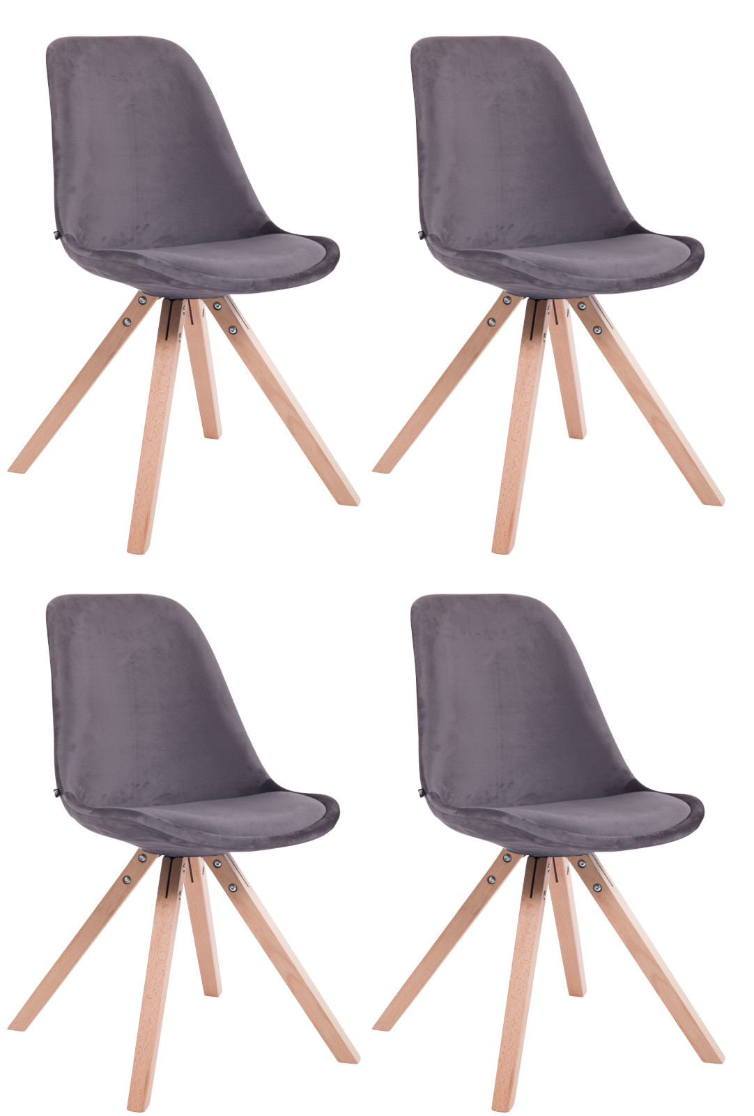 4er Set Stühle Toulouse Samt Square natura – Ansicht 13