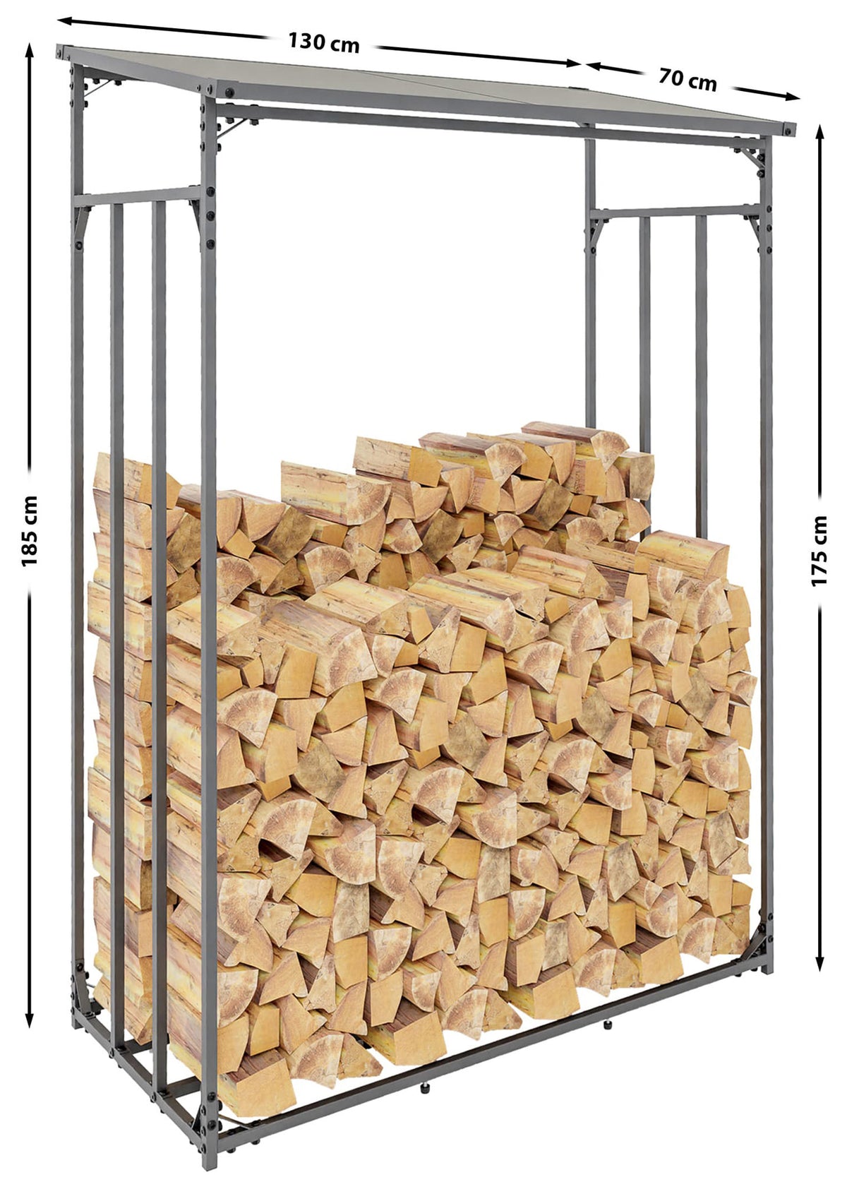 Kaminholzunterstand Ruston Aluminium L – Ansicht 3