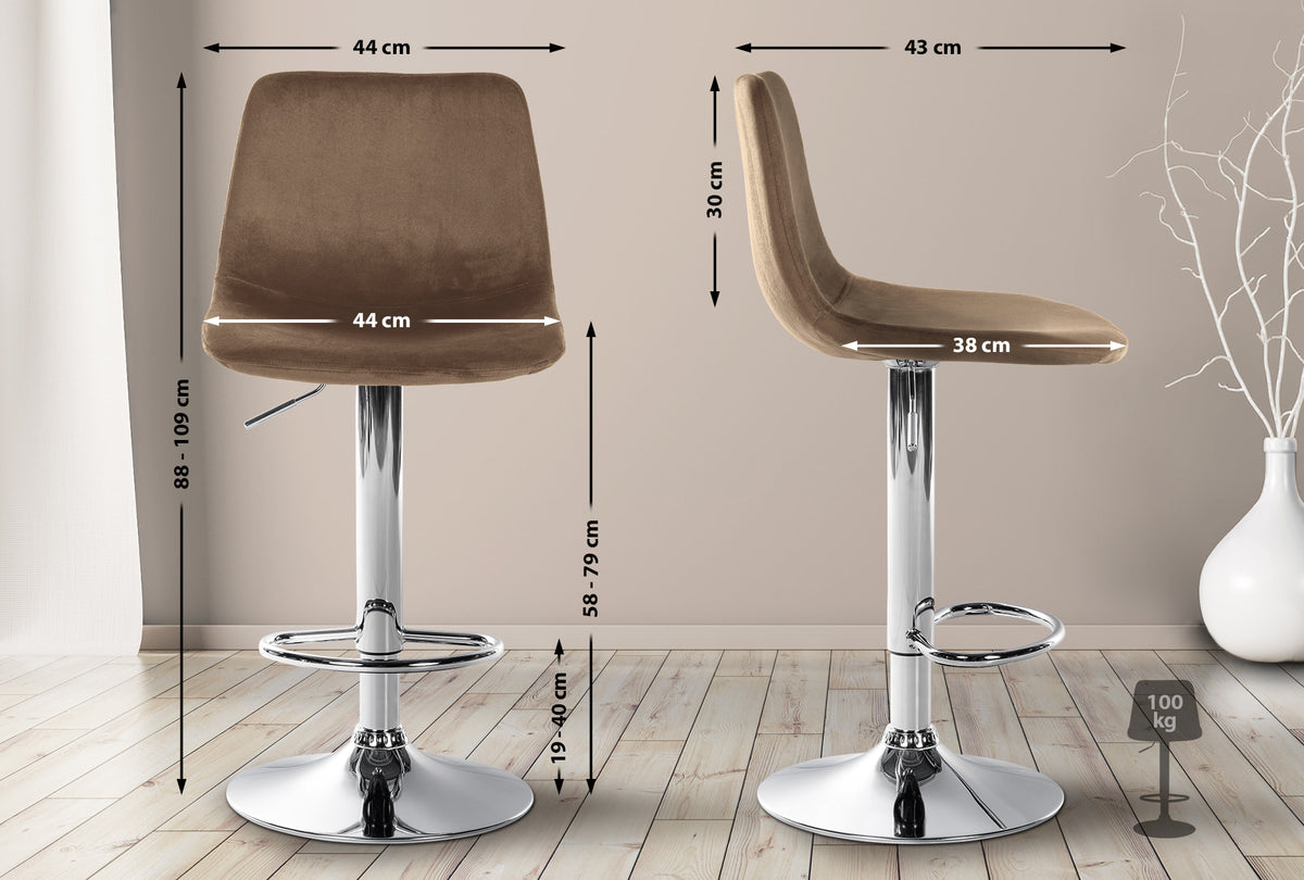 Barhocker Divo Samt Chrom – Ansicht 18