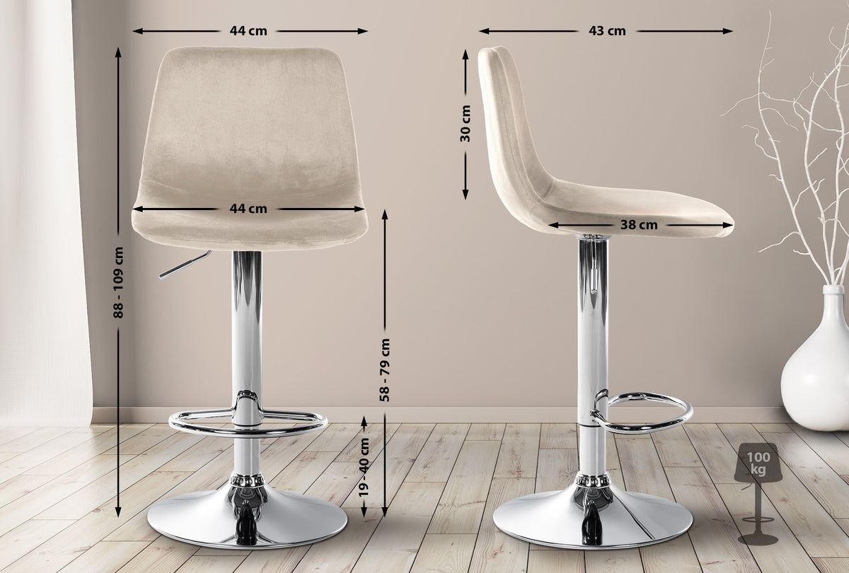 Barhocker Divo Samt Chrom – Ansicht 10