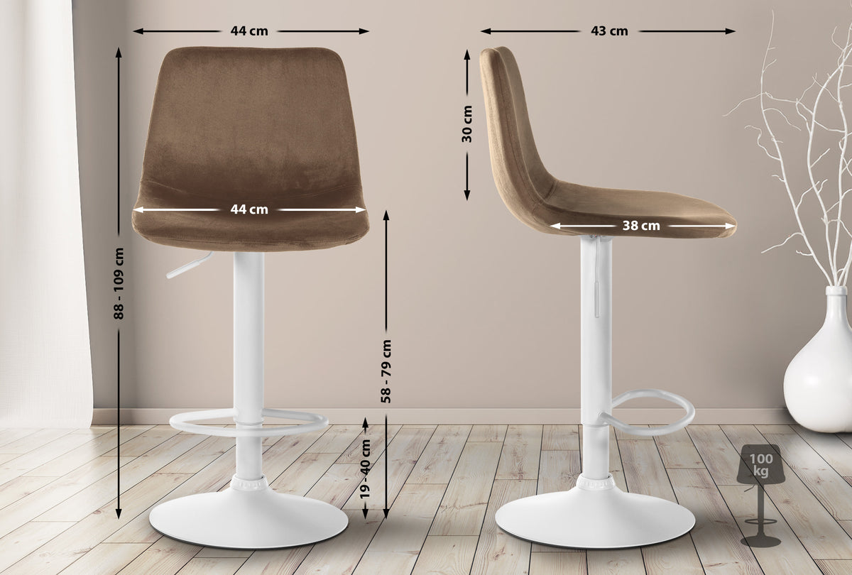 Barhocker Divo Samt Weiß – Ansicht 18