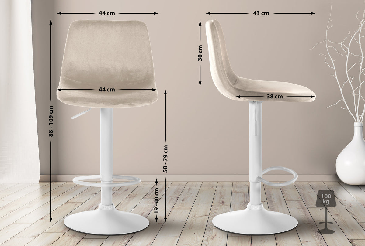 Barhocker Divo Samt Weiß – Ansicht 10