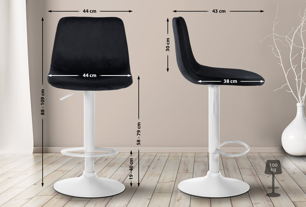 Barhocker Divo Samt Weiß – Ansicht 2