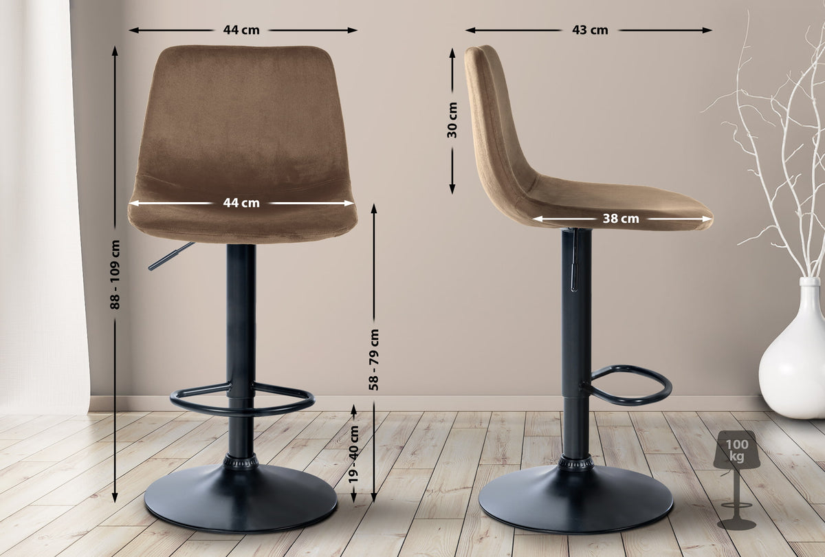 Barhocker Divo Samt Schwarz – Ansicht 18