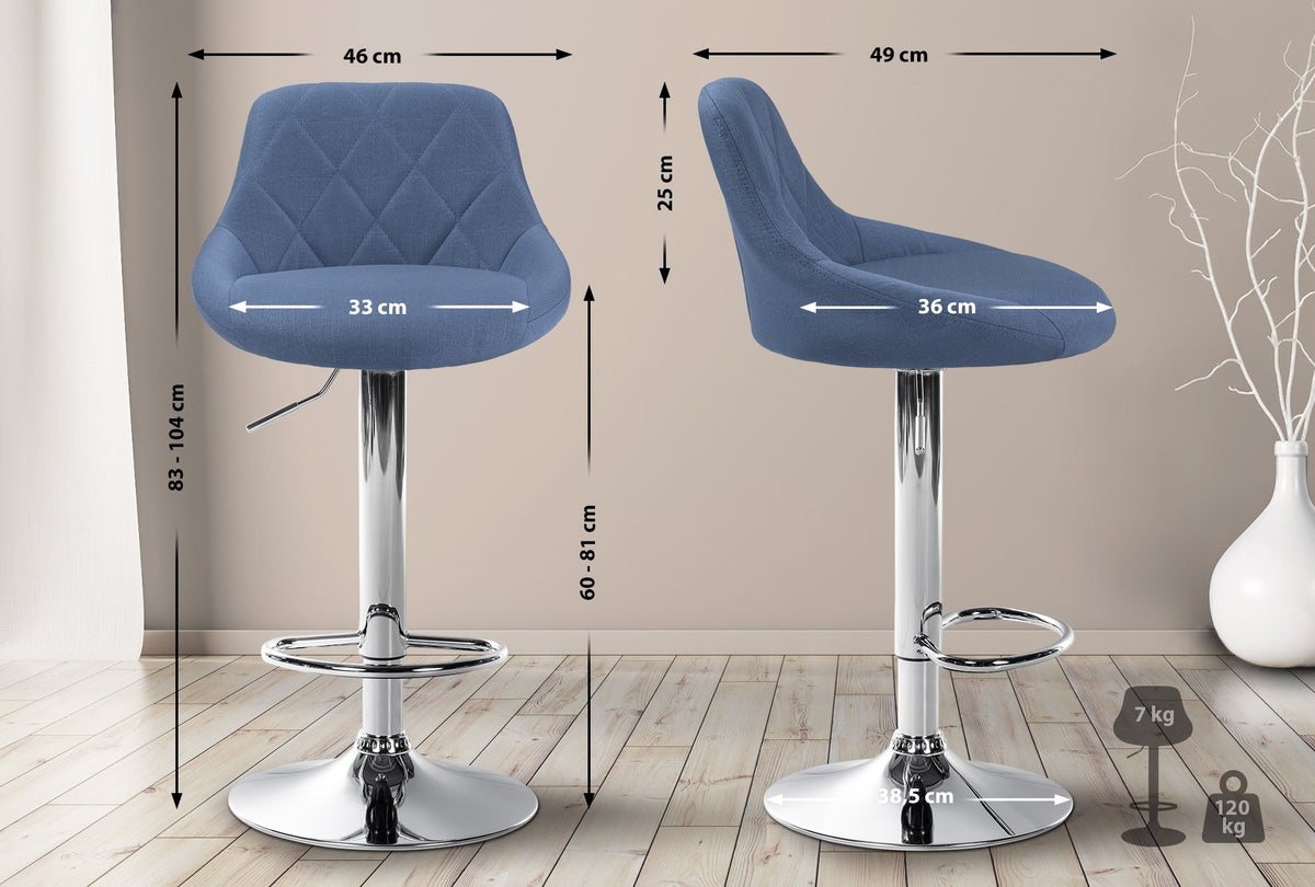 Barhocker Lazio Stoff chrom – Ansicht 2