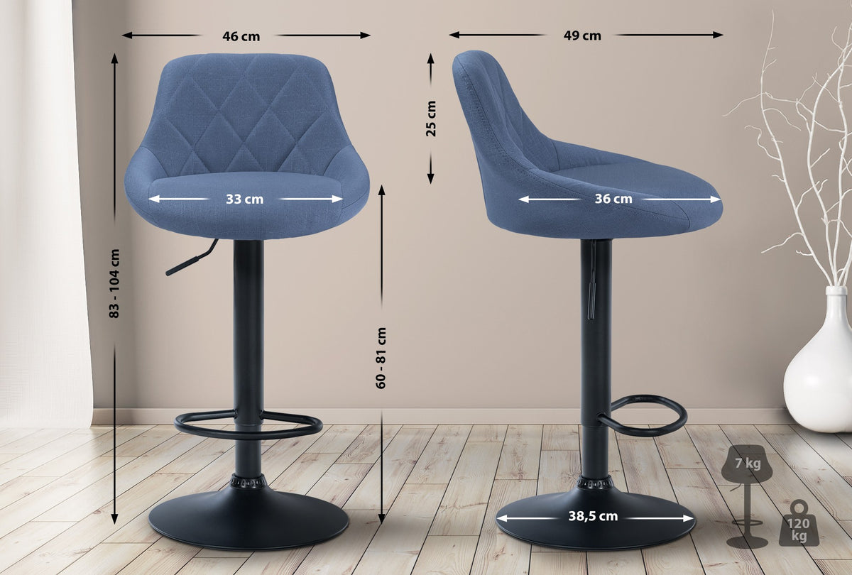 Barhocker Lazio Stoff schwarz – Ansicht 2