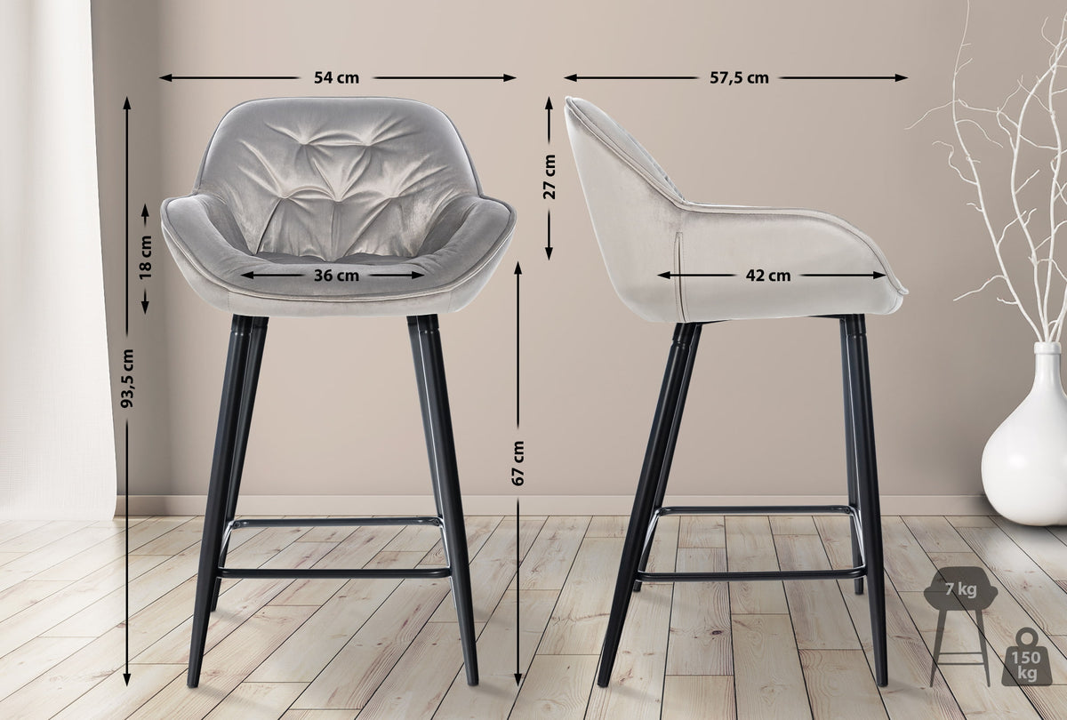 2er Set Barhocker Gibson Samt – Ansicht 2