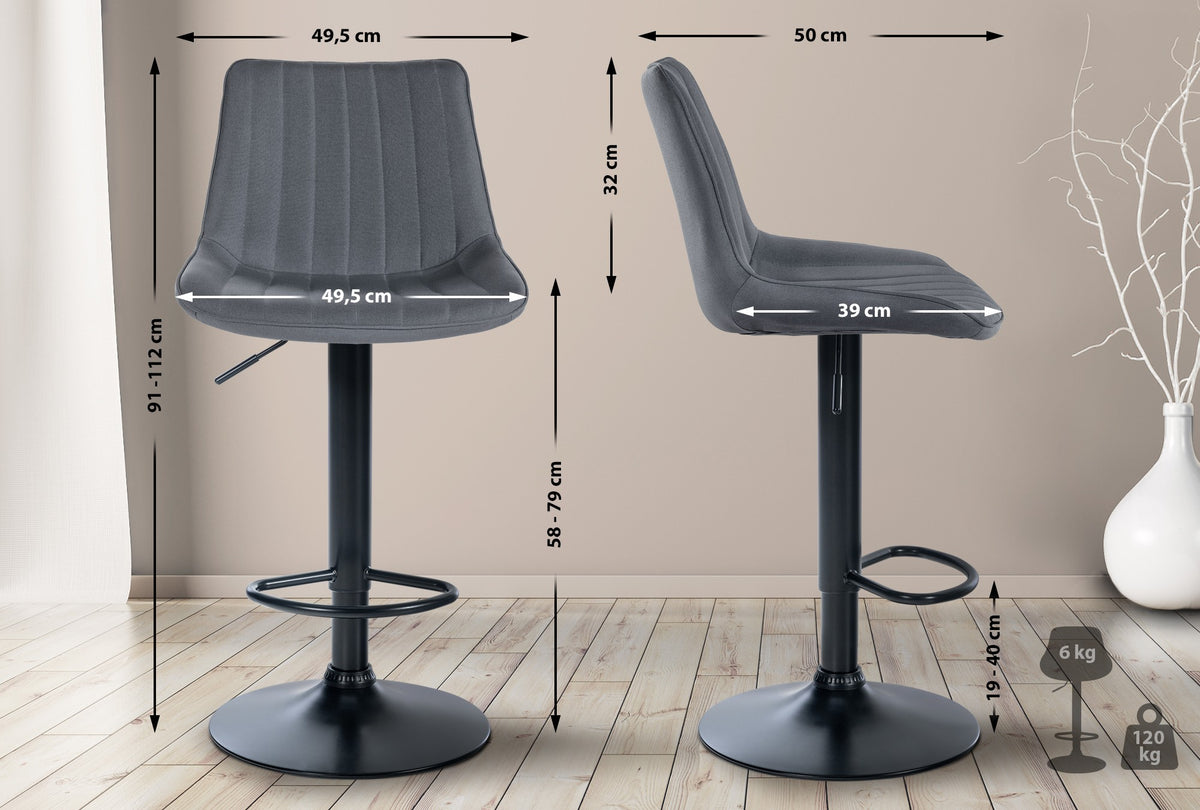 Barhocker Toni Stoff schwarz – Ansicht 18