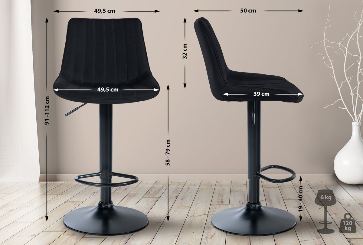 Barhocker Toni Stoff schwarz – Ansicht 10