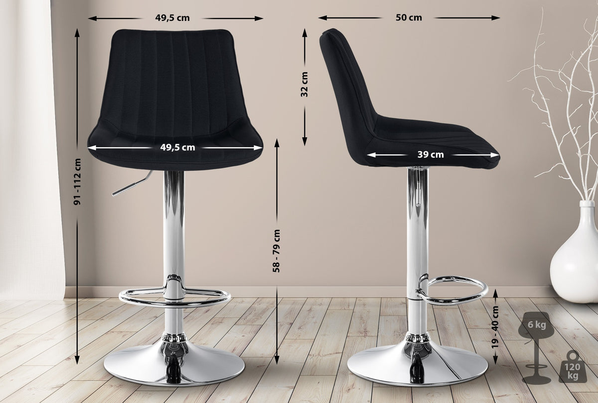 Barhocker Toni Stoff chrom – Ansicht 10