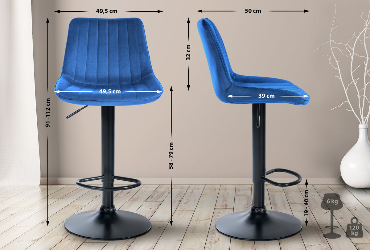 Barhocker Toni Samt schwarz – Ansicht 9