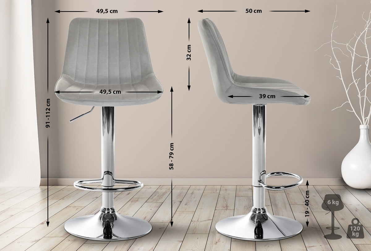 Barhocker Toni Samt chrom – Ansicht 2