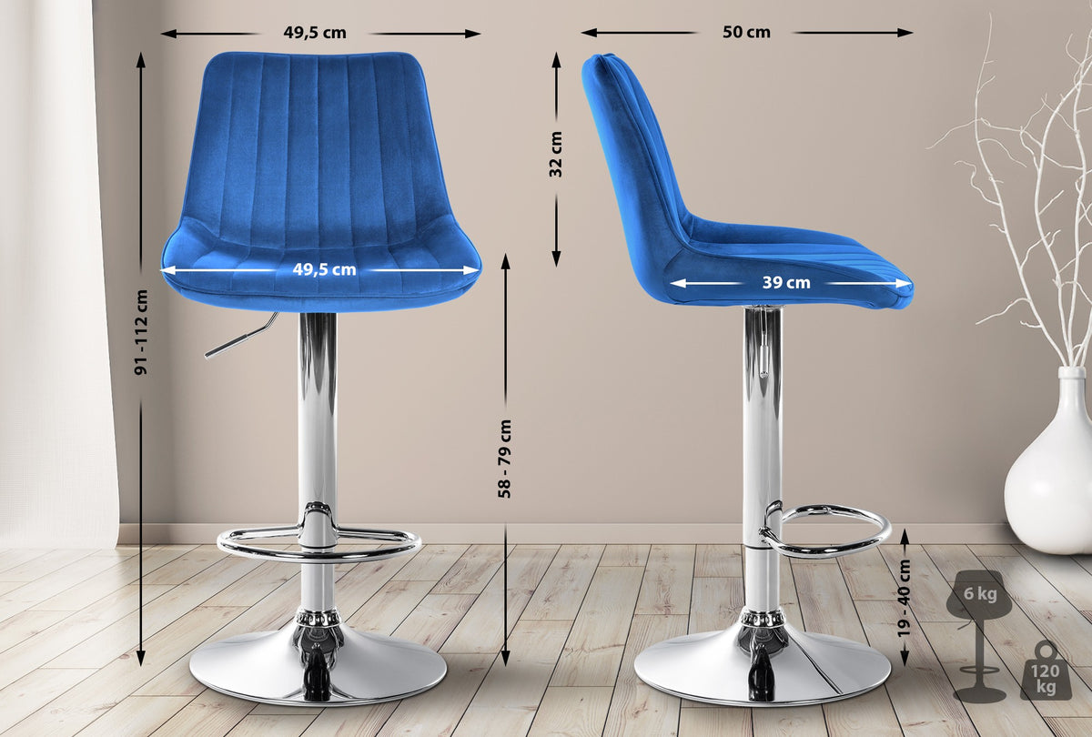 Barhocker Toni Samt chrom – Ansicht 9