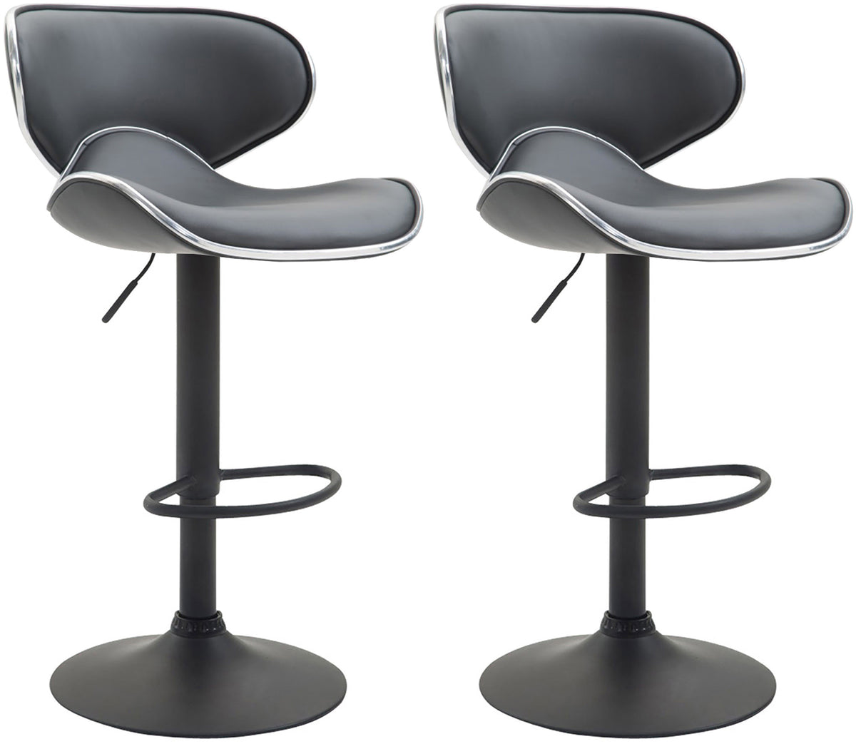 2er Set Barhocker Las Vegas V2 Kunstleder schwarz – Ansicht 9