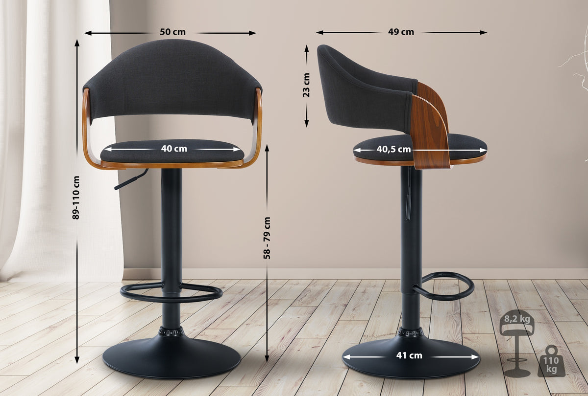 Barhocker Nilse Stoff schwarz – Ansicht 2