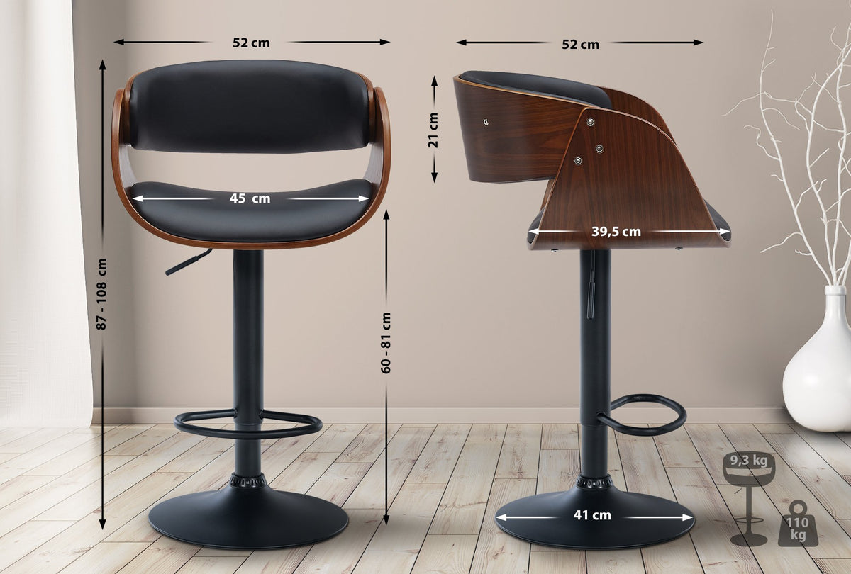 Barhocker Portmore Kunstleder schwarz – Ansicht 2