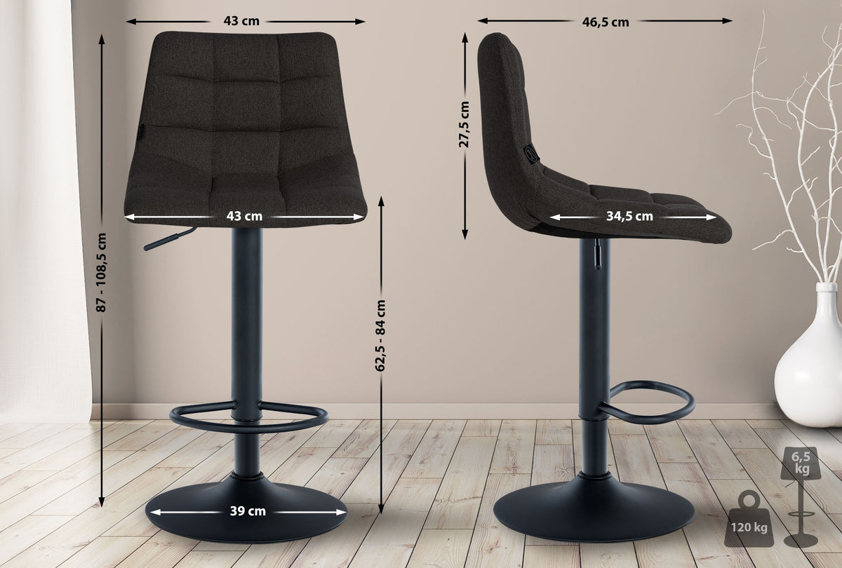 Barhocker Jerry Stoff schwarz – Ansicht 2