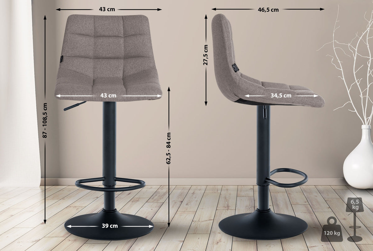 Barhocker Jerry Stoff schwarz – Ansicht 9
