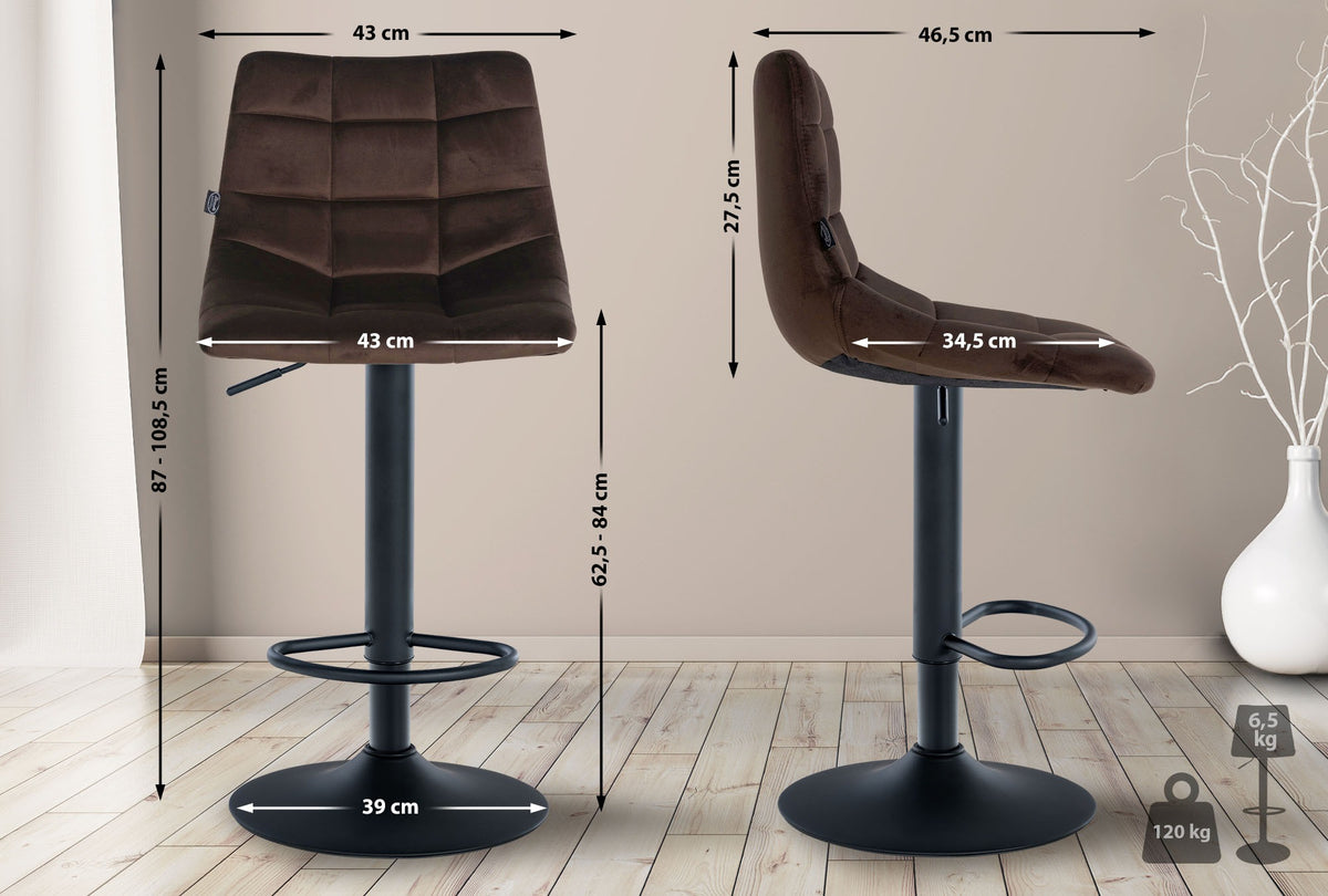 Barhocker Jerry Samt schwarz – Ansicht 9