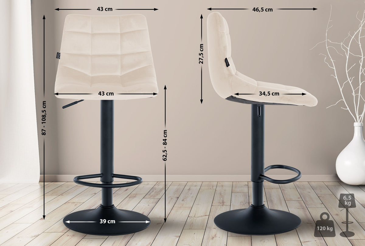 Barhocker Jerry Samt schwarz – Ansicht 16