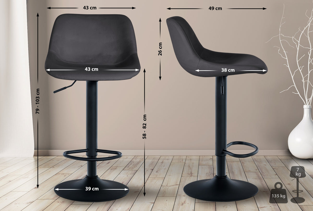 2er Set Barhocker Loft Samt – Ansicht 18