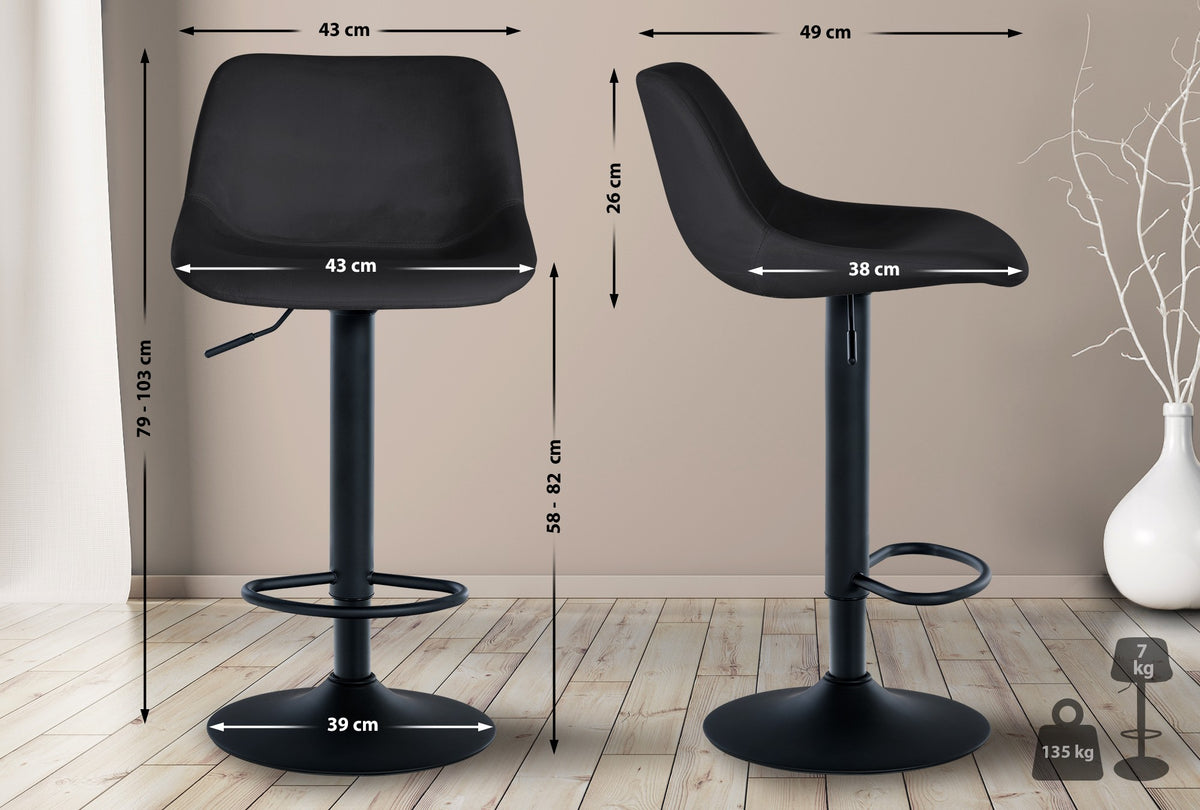 2er Set Barhocker Loft Samt – Ansicht 10
