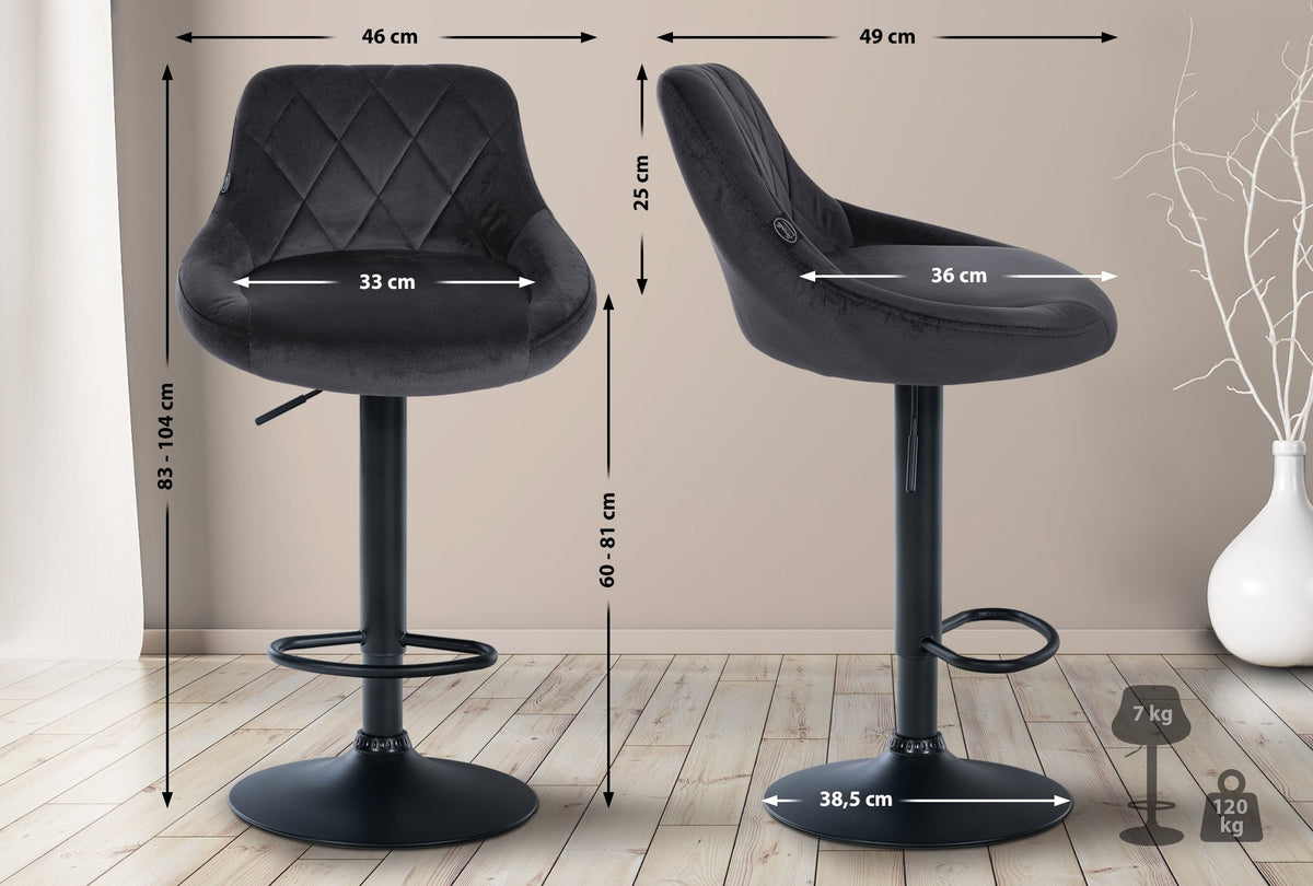 Barhocker Lazio Samt schwarz – Ansicht 2