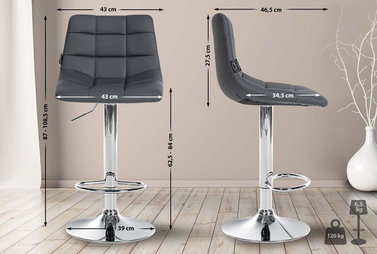 2er Set Barhocker Jerry Kunstleder chrom – Ansicht 10
