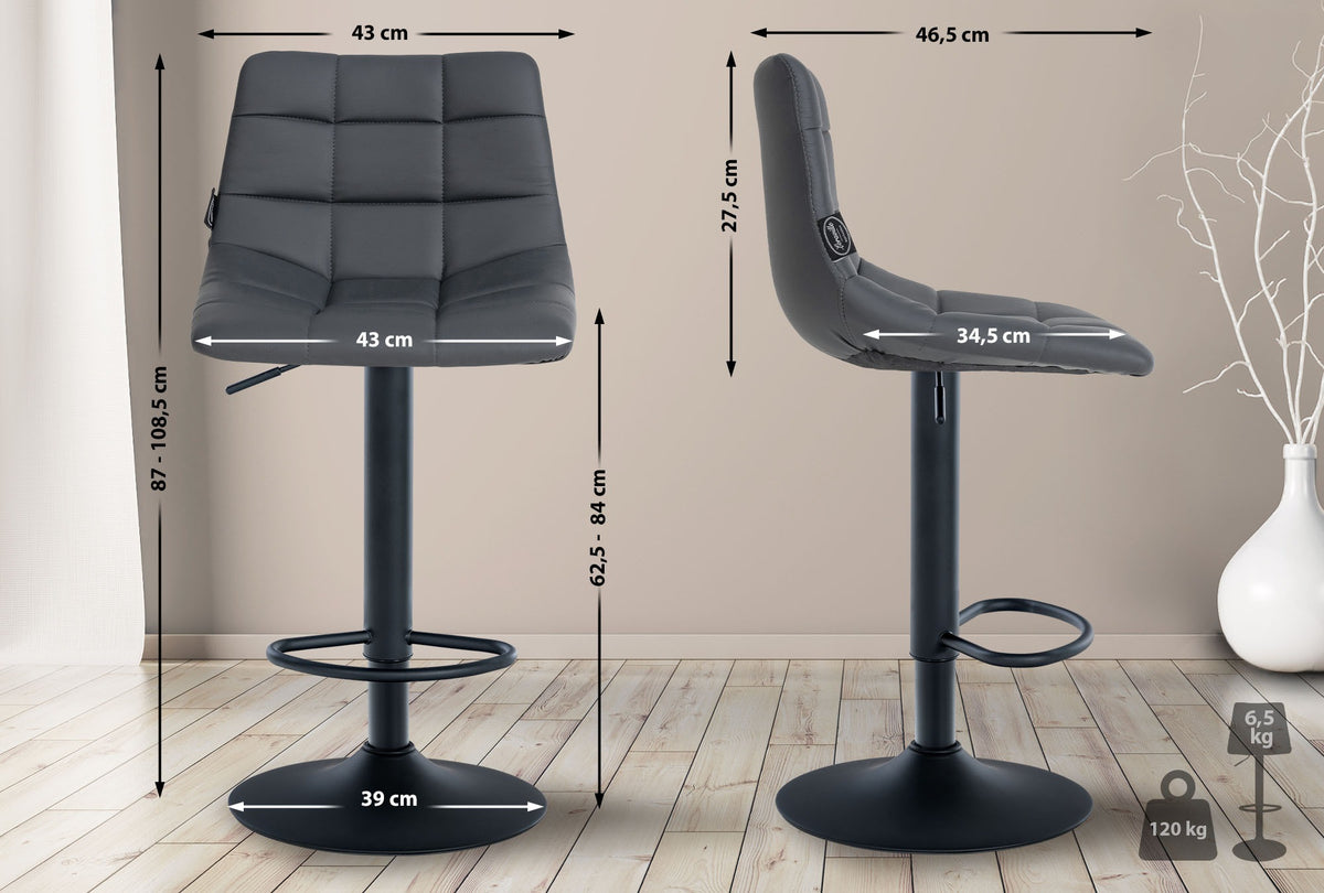 2er Set Barhocker Jerry Kunstleder schwarz – Ansicht 10