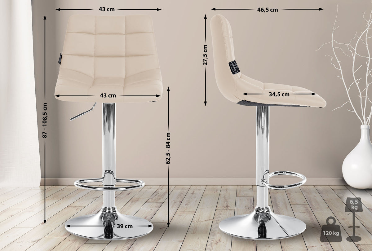 2er Set Barhocker Jerry Kunstleder chrom – Ansicht 2