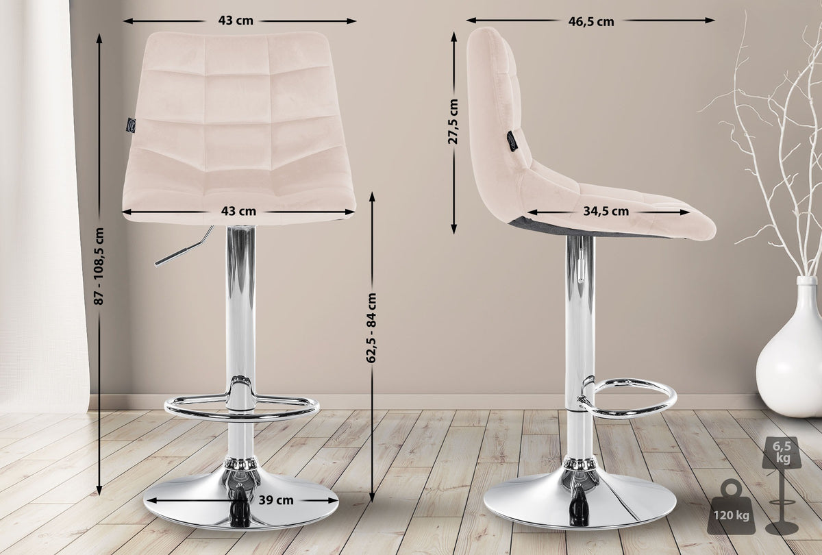 2er Set Barhocker Jerry Samt chrom – Ansicht 2