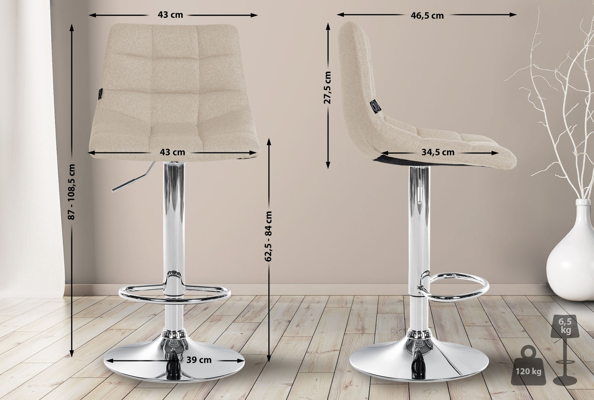 2er Set Barhocker Jerry Stoff chrom – Ansicht 2