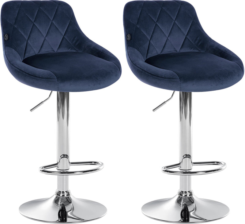 2er Set Barhocker Lazio Samt chrom