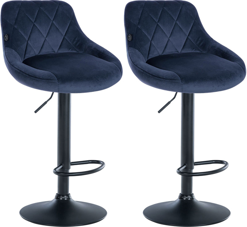2er Set Barhocker Lazio Samt schwarz