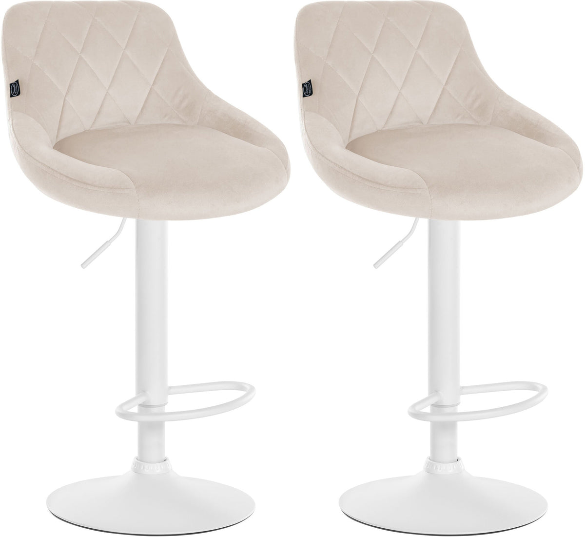 2er Set Barhocker Lazio Samt weiß – Ansicht 17