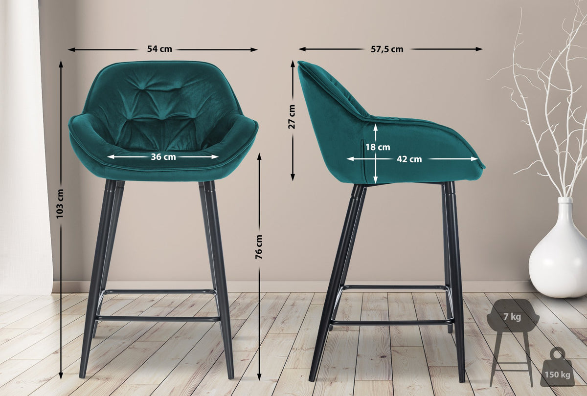 2er Set Barhocker Gibson 76 Samt – Ansicht 16