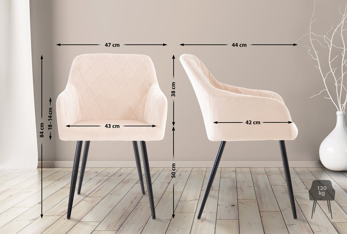 2er Set Esszimmerstuhl Shila Samt – Ansicht 9