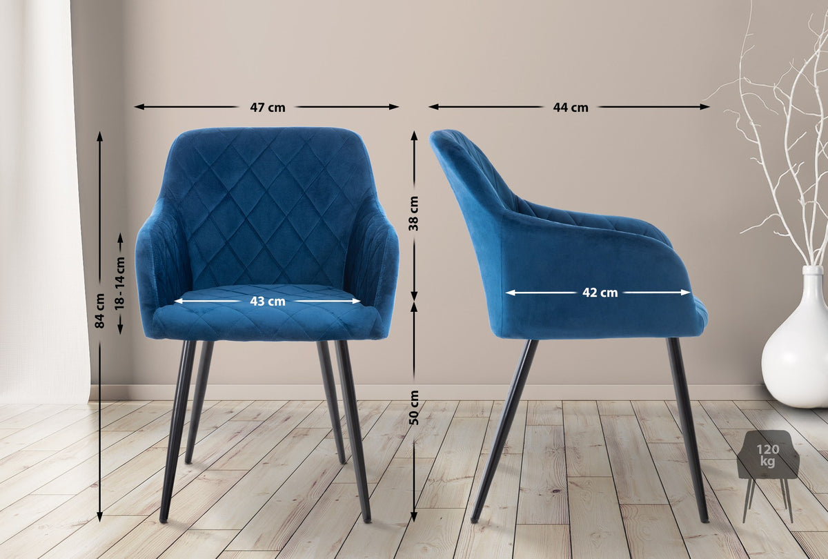 2er Set Esszimmerstuhl Shila Samt – Ansicht 16