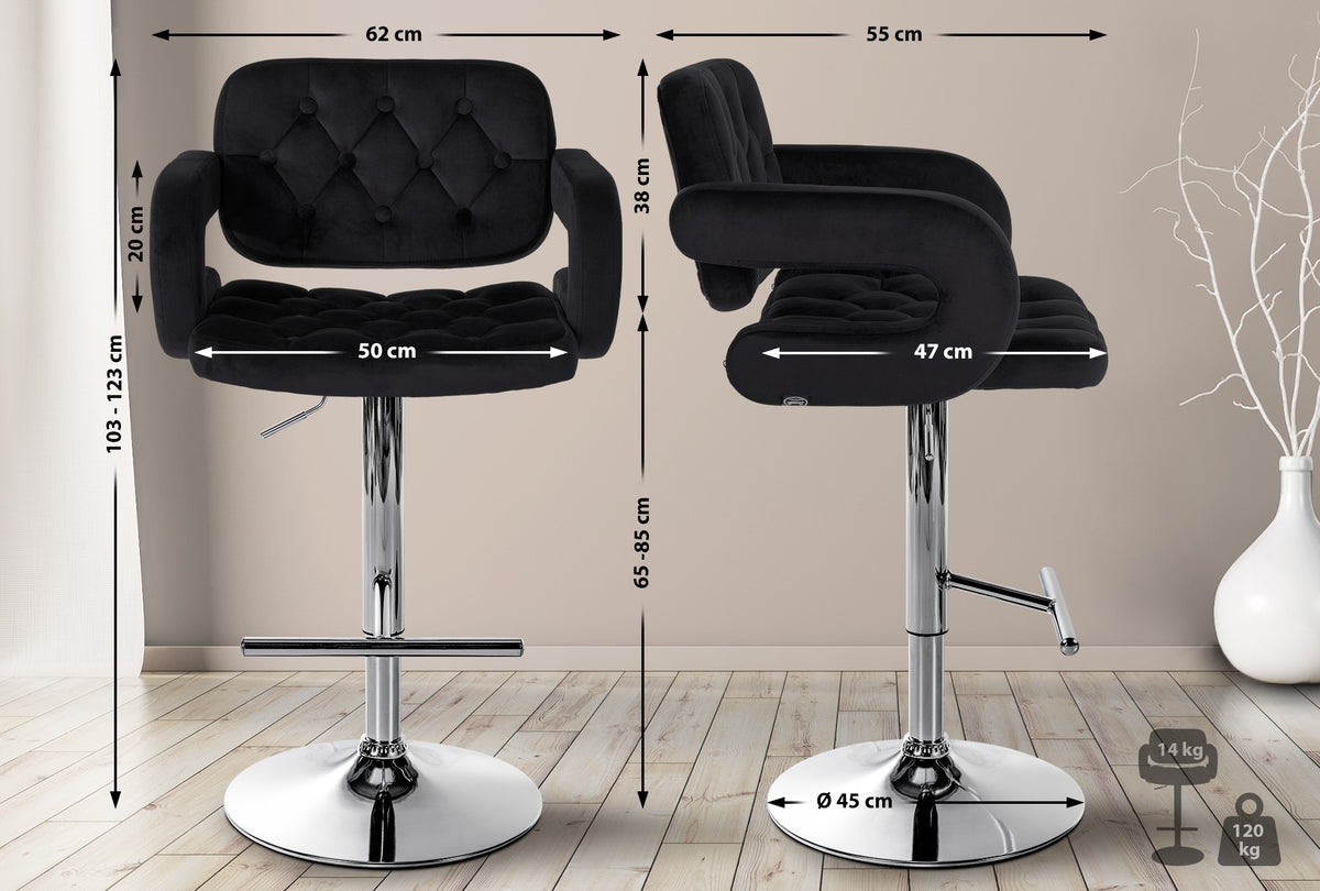 Barhocker Dublin Samt chrom – Ansicht 9