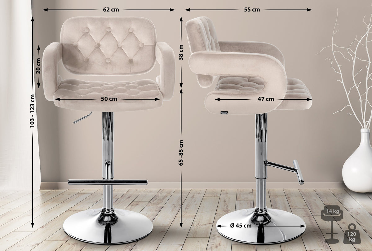 Barhocker Dublin Samt chrom – Ansicht 16