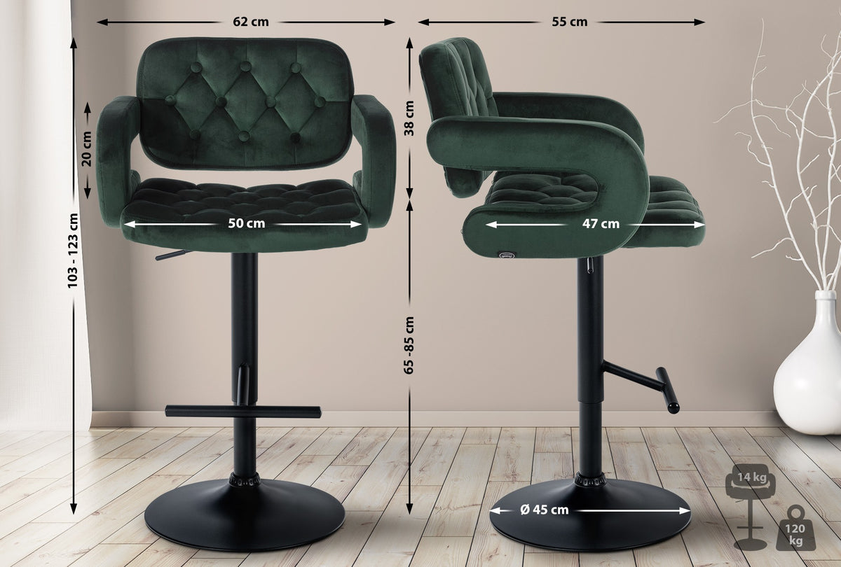 Barhocker Dublin Samt schwarz – Ansicht 2