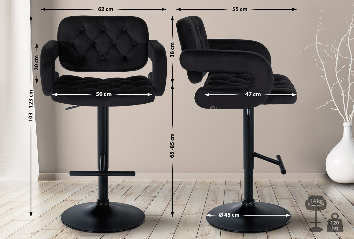 Barhocker Dublin Samt schwarz – Ansicht 9