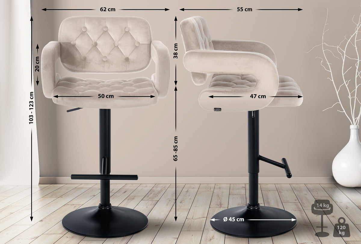 Barhocker Dublin Samt schwarz – Ansicht 16