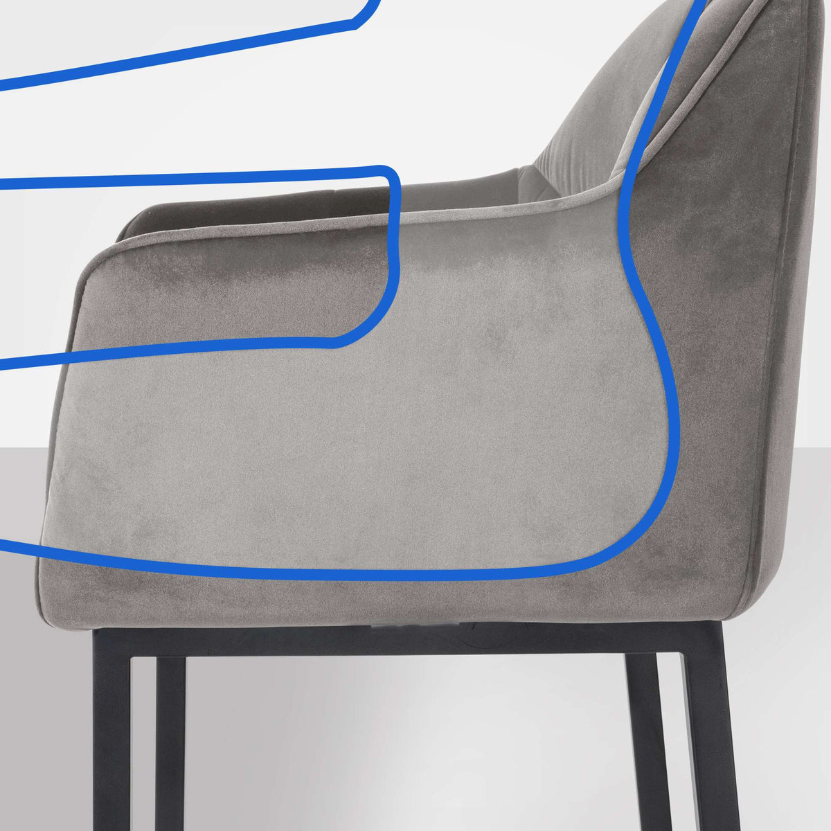 Barhocker Damaso B Samt mit 4-Fuß Gestell – Ansicht 10