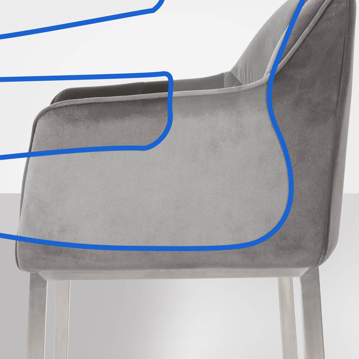 Barhocker Damaso E Samt mit 4-Fuß Gestell – Ansicht 3