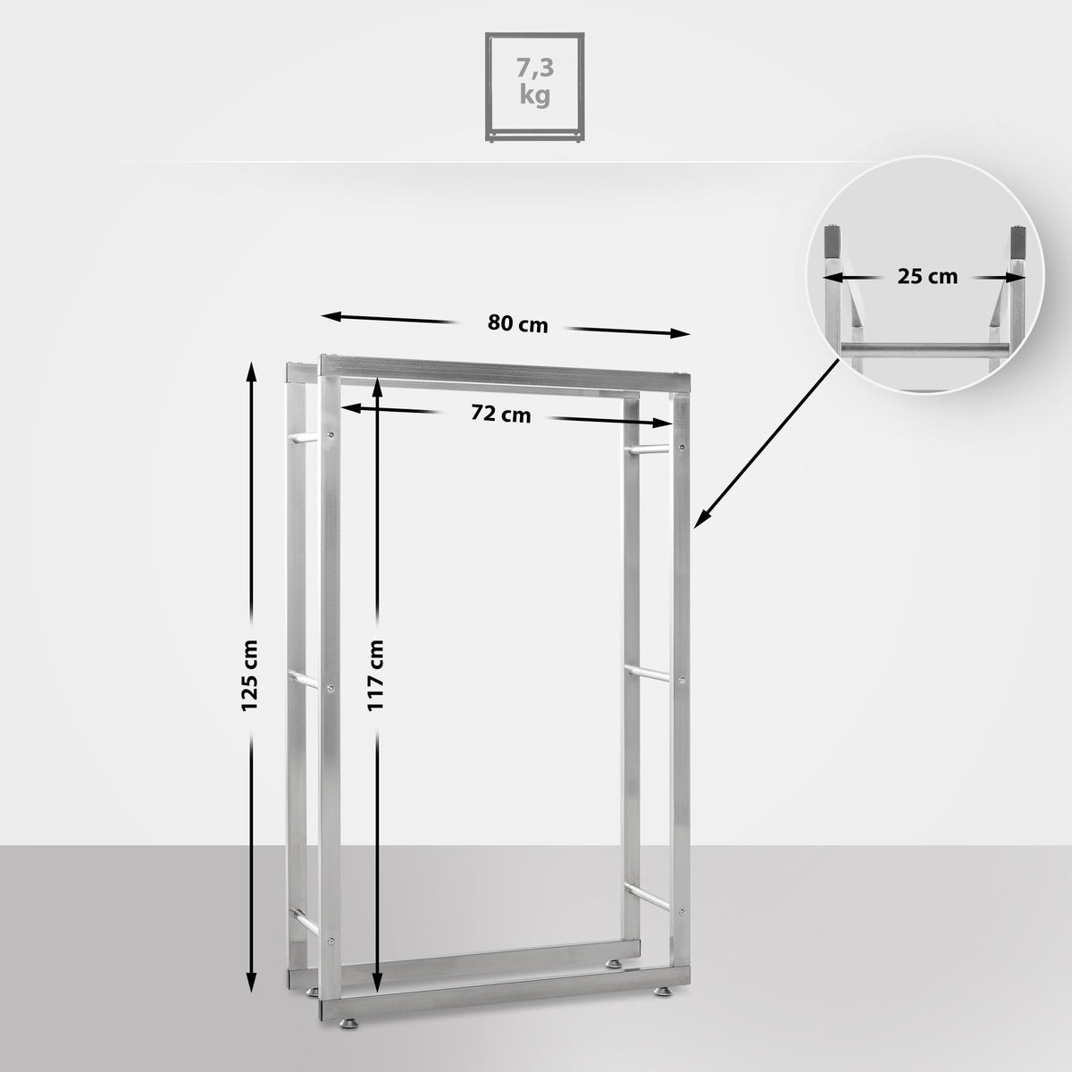 Kaminholzständer Keri V2 25x80x125 cm – Ansicht 2