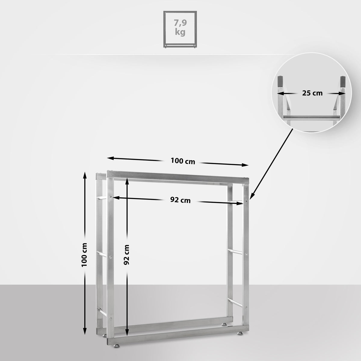 Kaminholzständer Keri V2 25x100x100 cm – Ansicht 2