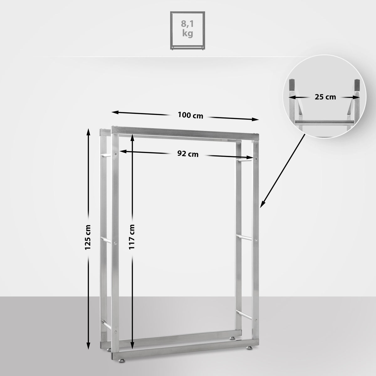 Kaminholzständer Keri V2 25x100x125 cm – Ansicht 2