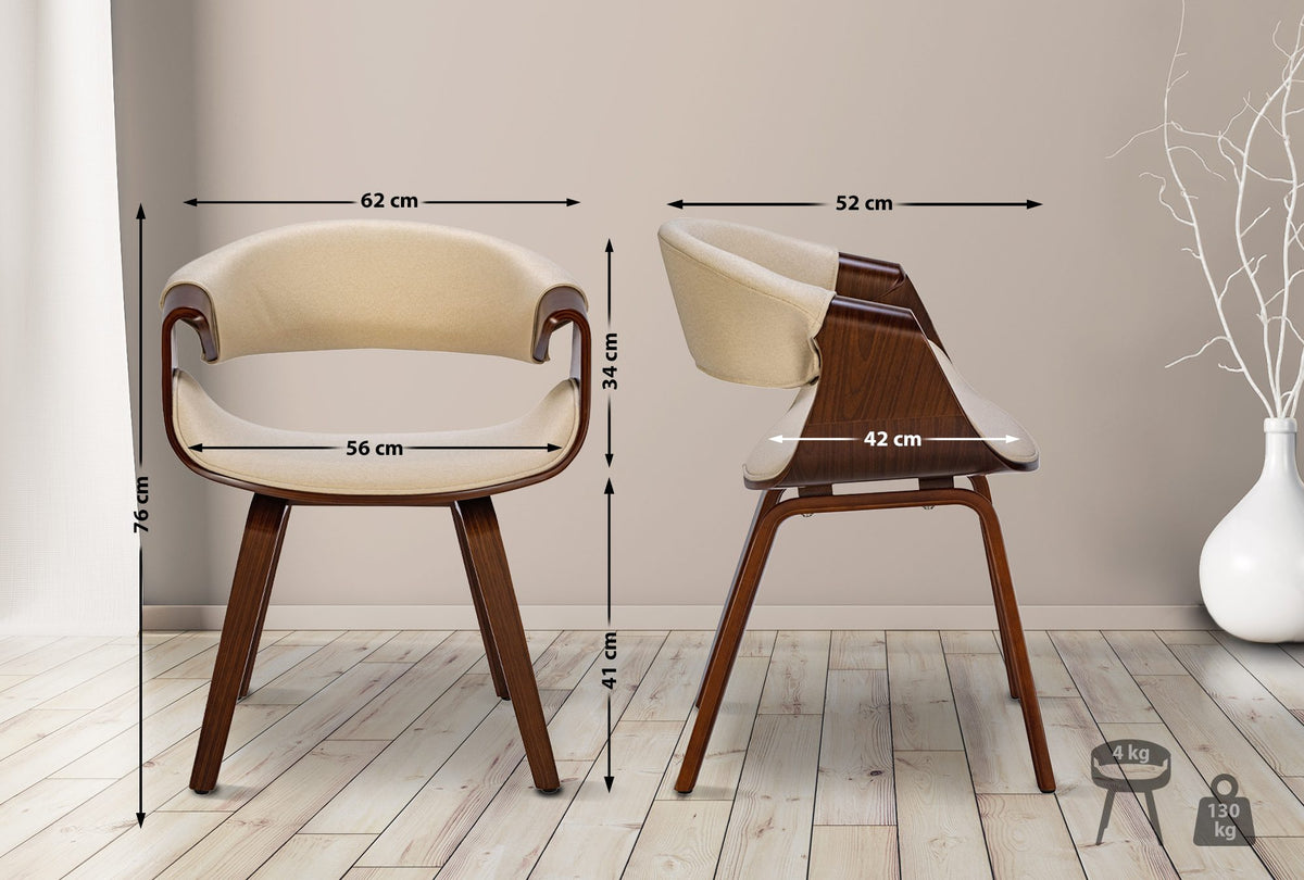 2er Set Esszimmerstuhl Foley Stoff – Ansicht 2